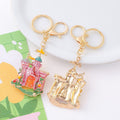 Enamel Fairy Castle Metal Keychain Gold Tone Clip Ring view 4