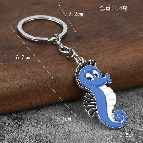 Cartoon Seahorse Zinc Alloy Enamel Keychain Bag Charm Gift