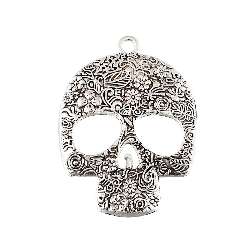 Rose Skull Alloy Pendant 66x49mm