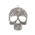Large Floral Engraved Skull Metal Charm in Eight Finishes view 5