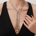 Two-Tone Stainless Micro Pave Zircon Pull Y Necklace view 4