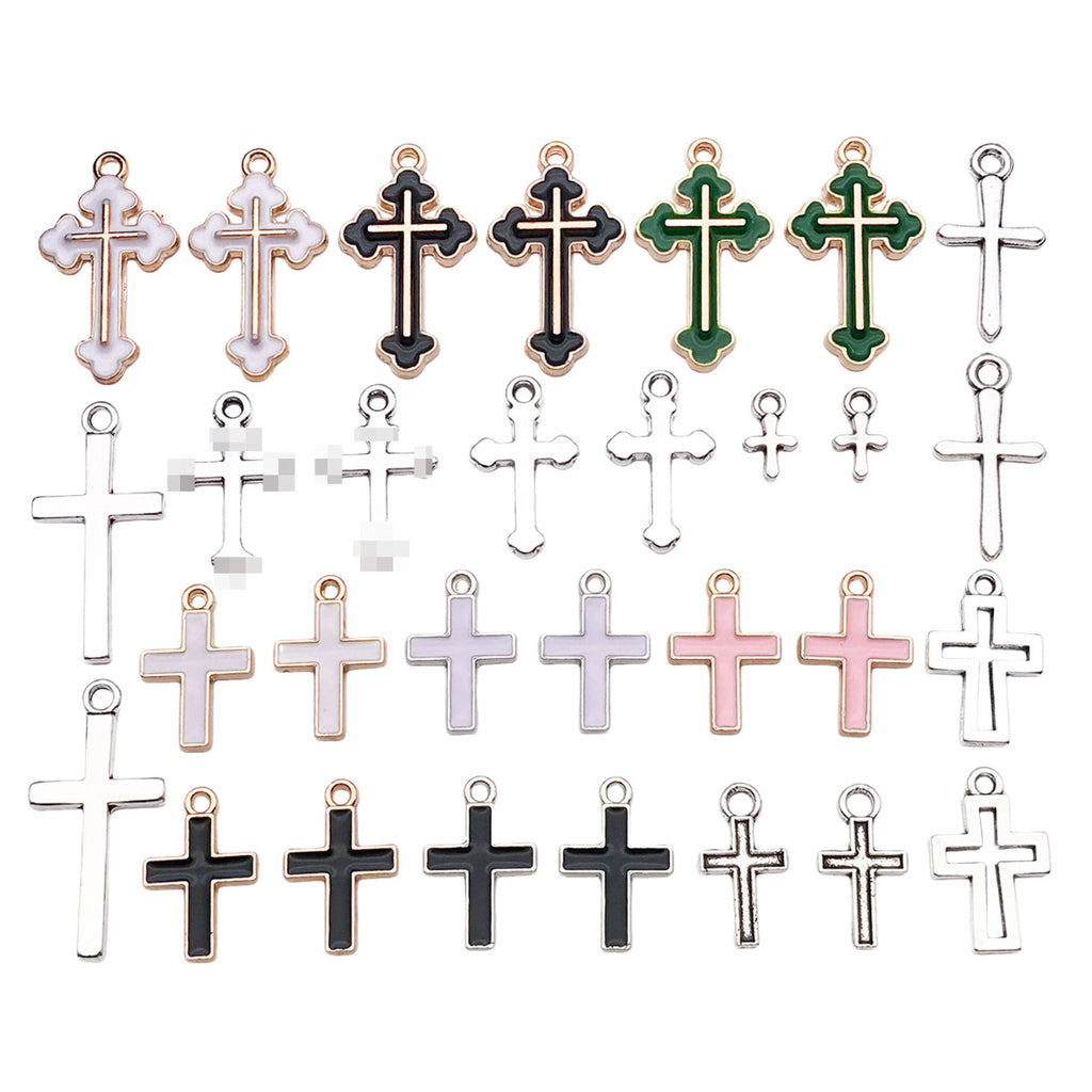 Enamel Zinc Alloy Cross Charm Pendant for DIY Punk Earrings Necklace Bracelet Jewelry