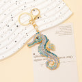 Rhinestone Seahorse Keychain Gold Metal Ocean Animal Charm view 8