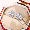 Silver Tone Round Halo CZ Stud Earrings Clear Center Stones view 5