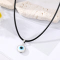 Silver Tone Round Evil Eye Black Cord Pendant Necklaces view 5