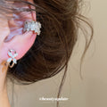 Crystal Flower and Pearl Ear Clips in Three Finishes view 3