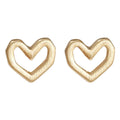 Gold Brushed Matte Open Hollow Heart Mini Stud Earrings view 5