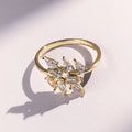 Leaf Marquise Clear Stone Spray Ring Gold White Metal view 5