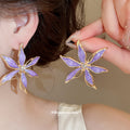Enamel Six Petal Flower Stud Earrings in Five Colors view 3