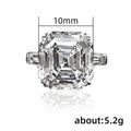 Oversized Square Step-Cut Three-Stone Ring In Polished Silver Tone view 4