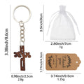 Brown Wood Jesus Cutout Cross Keychain Metal Split Ring view 2
