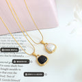 Gold Snake Chain Cushion Resin Pearl Pendant Necklace Black White view 2