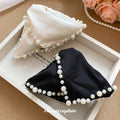 Triangle Fabric Pearl Edge Hair Claw Clip Black Cream view 4
