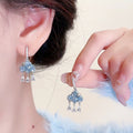 Blue Crystal Cloud And Teardrop Huggie Earrings Jewelry view 1