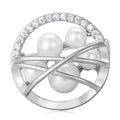 Pearl Circle Brooch in Gold Tone and Silver Tone Jacket and Scarf Accessory view 2