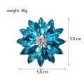 Aqua Blue Snowflake Sculpted Crystal Four Designs Metal Brooch Pin view 2