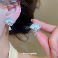 Fan Shaped Crystal and Pearl Ear Clips in Two Tones view 3