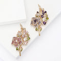 Crystal Rose Bouquet Brooch in Pink or Purple Jewel Tones view 1