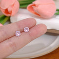 White Square and Pink Round Crystal Look Stud Earrings view 10
