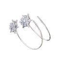 Crystal Snowflake Threader Hoop Earrings with Distinctive Textured Details view 5