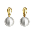 Gold And Silver Tone Brushed Round Disc Drop Stud Earrings view 5