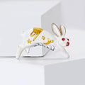 Running Rabbit Brooch With Gold Moon and Star Enamel Details view 3