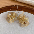 Layered Wire Flower Hook Earrings in Silver and Gold Tone view 7