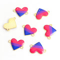 Striped Enamel Heart Connector Charms in Twelve Color Patterns view 10
