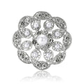 Round Crystal Flower Brooch with Pearl Center for Jackets, Coats, and Scarves view 5