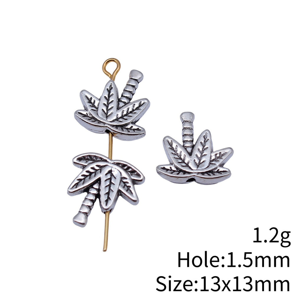 13x13mm 1.2g Antique Silver Zinc Alloy Olive Tree Small Hole Spacer Beads for DIY Jewelry Making