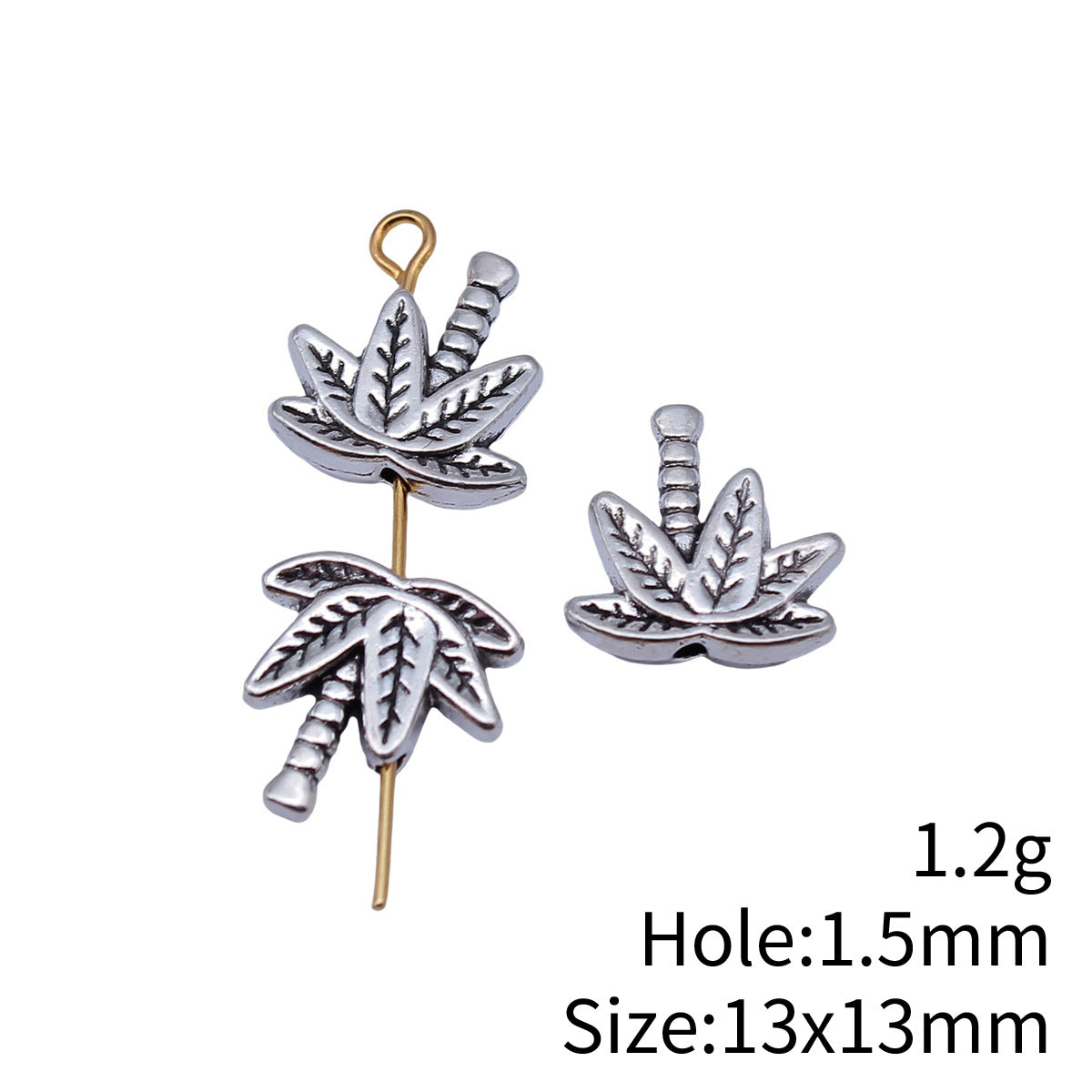 13x13mm 1.2g Antique Silver Zinc Alloy Olive Tree Small Hole Spacer Beads for DIY Jewelry Making