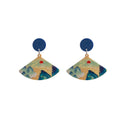 Acrylic Fan Drop Earrings Landscape Cherry Blossom Styles view 5