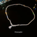 Silver Teardrop Pendant Crystal Necklace Decorative Jewelry Design view 4