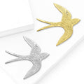 Flying Swallow Brooch in Polished Metal for Jackets and Scarves view 2