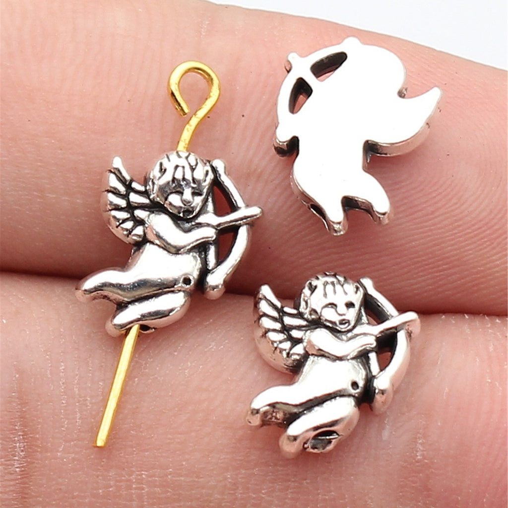 11x10mm 1.1g Antique Silver Zinc Alloy Cupid Small Hole Beads for Bracelet Necklace Jewelry Making