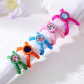 Double-Loop Beaded Stretch Rings with Center Crystals in Five Colors view 3