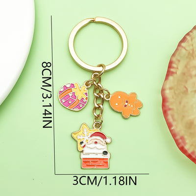 Dimension graphic showing christmas keychains with printed 8CM/3.14IN and 3CM/1.18|N measurements.