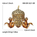 Squirrel Acorn Brooch Brown Enamel Gold Crystal Nut Pin view 5