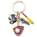 Four-Style Black Red and Blue Baseball Charm Keychain Collection view 5