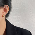 Brushed Matte Geometric Half Hoop Stud Earrings Silver Gold view 3