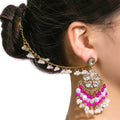 Eight Color Teardrop and Flower Upper Ear Chain Earrings view 12