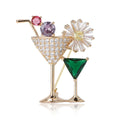 Two Cocktail Glass Crystal Brooch in Gold or Silver Tone view 5