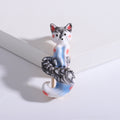 Colorful Sitting Fox Enamel Brooch in Four Variations view 6