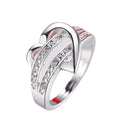 Abstract Heart And Ribbon Clear Stone Ring In Silver Tone view 5