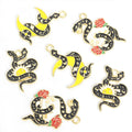 Black Enamel Skull and Snake Charms in Six Coiled Designs view 5