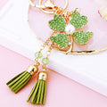 Pearl Four Leaf Clover Keychains in Four Colors with Tassels and Braided Loops view 9