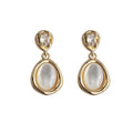 Gold Crystal Stud Shell Teardrop Dangle Earrings Pair view 5