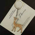Flocked Spotted Deer Keychains in Two Poses with Silver Tone Rings view 7
