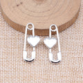 Heart Accent Safety Pin Charms in Four Metal Finishes view 2