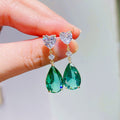 Heart And Pear-Shaped Two-Stone Drop Earrings In Two Colors view 1